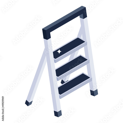 
Trendy isometric icon design of portable ladder 

