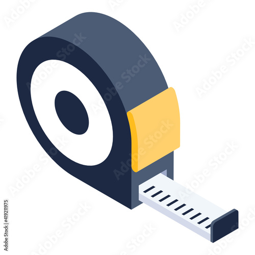 
Measuring tape in isometric icon, editable vector 

