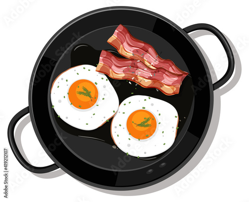 Breakfast in the pan isolated