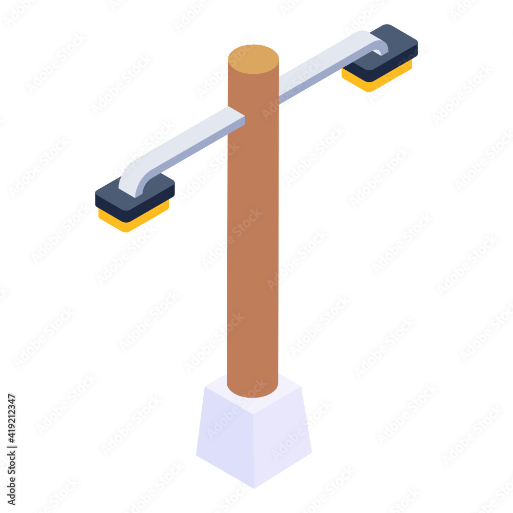 
Street light in isometric trendy icon 

