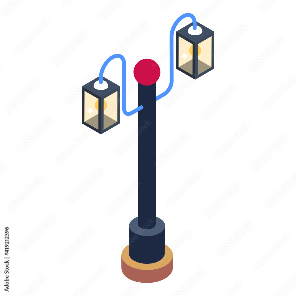 
Street light in isometric trendy icon 

