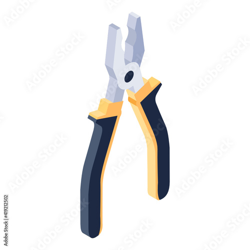 
Plier is a hand tool to hold objects firmly, isometric icon 

