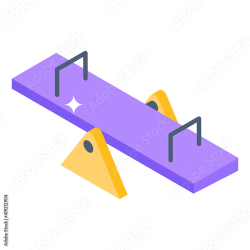 
Seesaw isometric trendy icon, editable vector 

