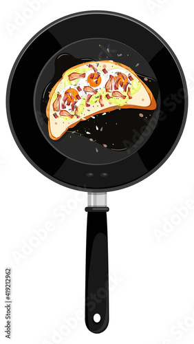Breakfast in the pan isolated