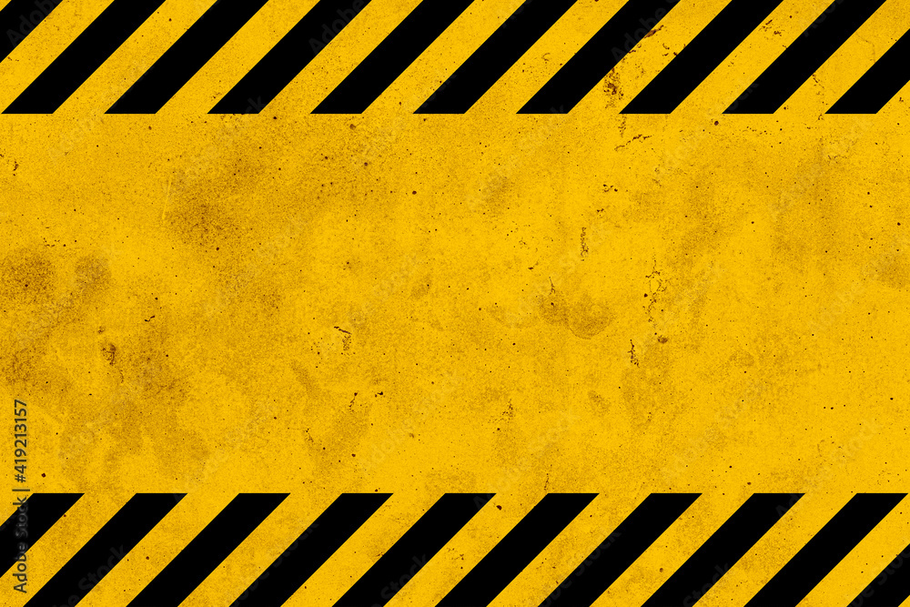 Grunge yellow and black diagonal stripes. Industrial warning background, warn caution, construction, safety - obrazy, fototapety, plakaty 