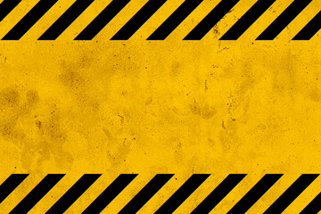 Grunge yellow and black diagonal stripes. Industrial warning background, warn caution, construction, safety