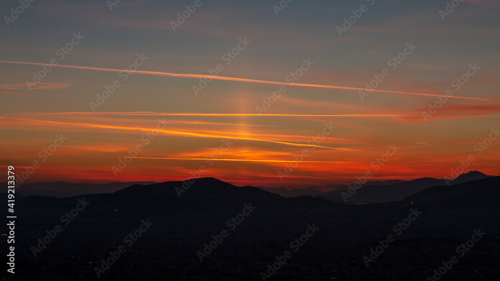 Sunset Lines in Athens city of Greece