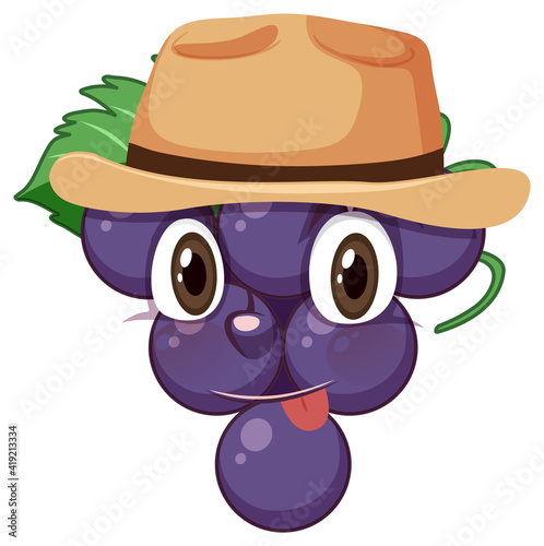 Grape cartoon character with facial expression