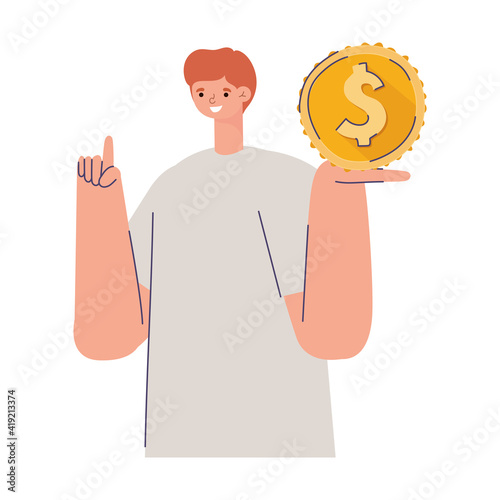 man with one coin in the hand