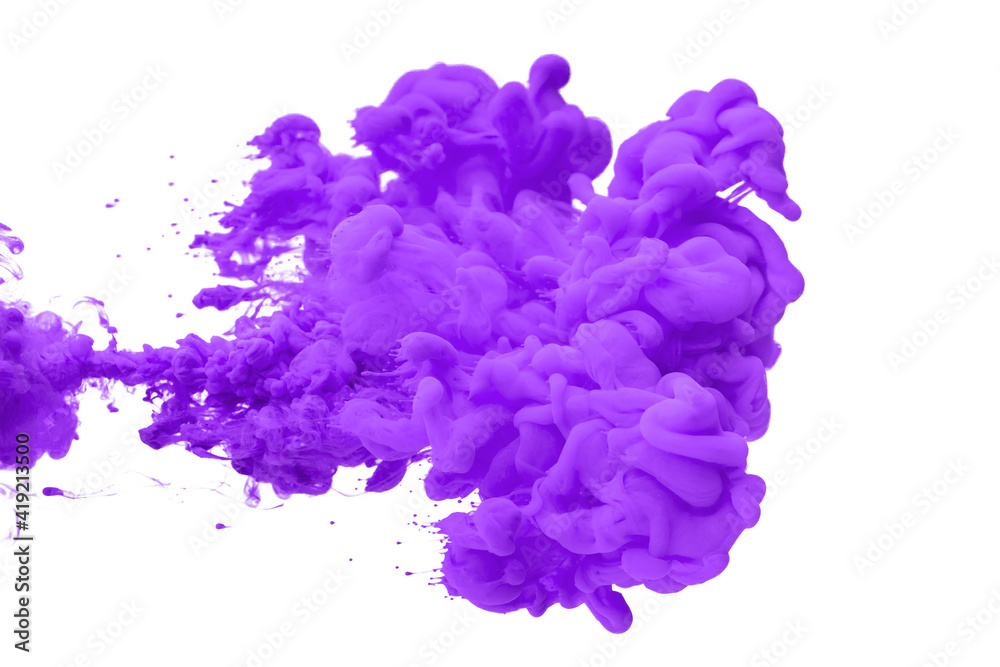 acrylic ink in water form an abstract smoke pattern isolated on white background