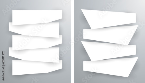 Set of blank stripe paper horisontal banners with realistic shadows. Element for advertising & promotional message isolated on white background. Vector illustration EPS 10 for your design and business