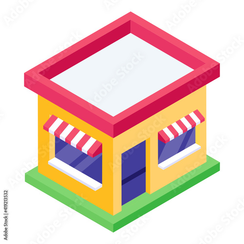 
Shop in editable isometric icon 

