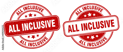 all inclusive stamp. all inclusive label. round grunge sign
