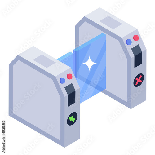 
Security turnstile in isometric style icon 

