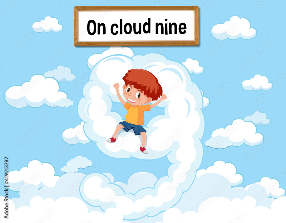 English idiom with picture description for on cloud nine English idiom with picture description for on cloud nine