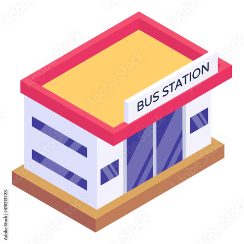 building in isometric editable icon