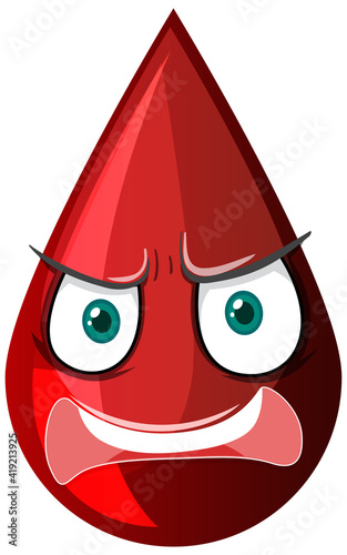 Red blood drop with facial expression