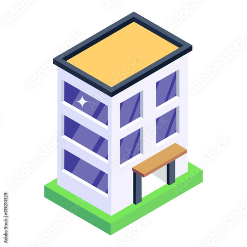 building in isometric editable icon