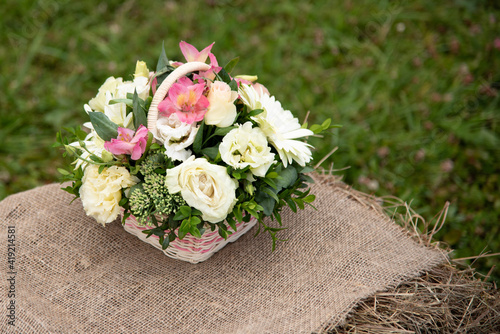A bouquet of flowers for a decoration in rustic style in nature