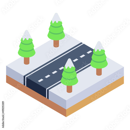 
Motorway road in trendy isometric style icon, editable vector 

