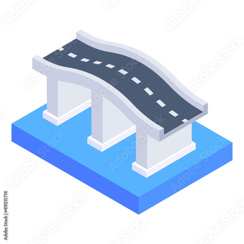 
Unique isometric icon of river bridge 

