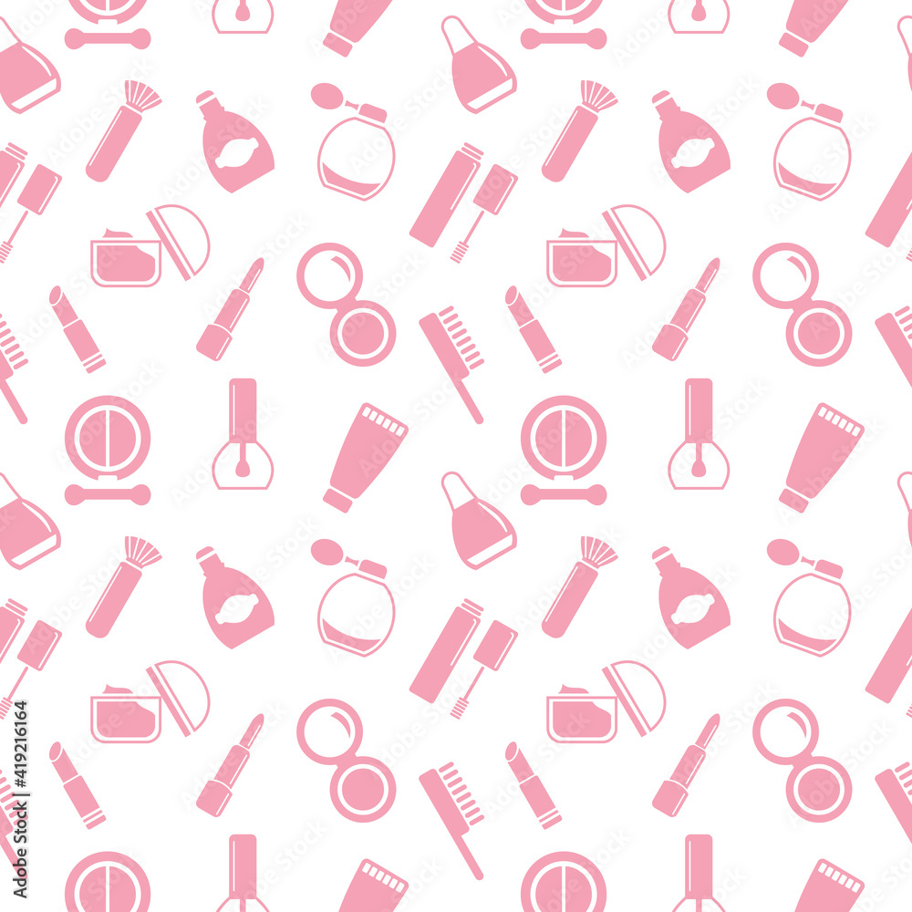 Seamless texture from cosmetics icons, pattern, abstract background, wallpaper Seamless texture from cosmetics icons, pattern, abstract background, wallpaper