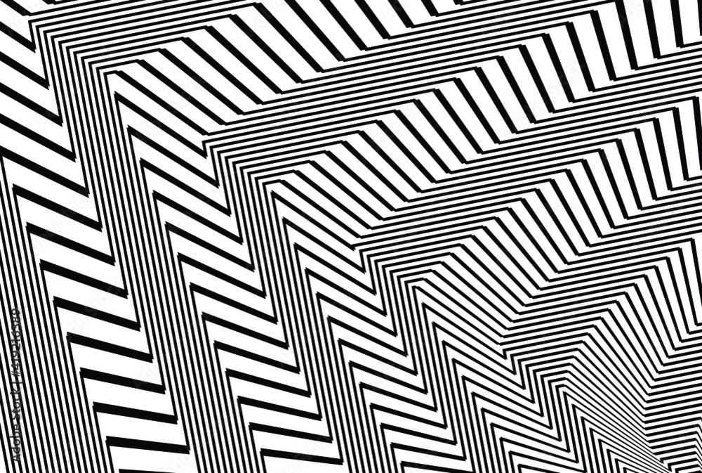 Wave design black and white. Digital image with a psychedelic stripes. Argent base for website, print, basis for banners, wallpapers, business cards, brochure, banner. Line art optical