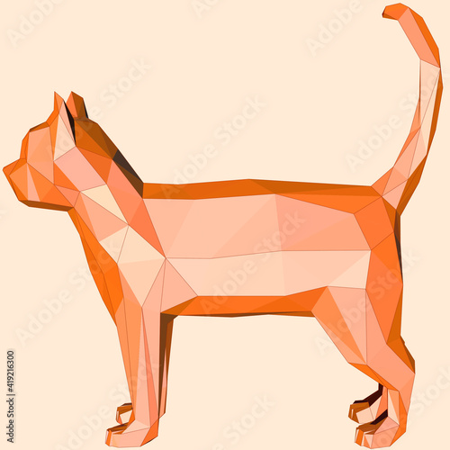 Low-poly illustration of a cat. 
