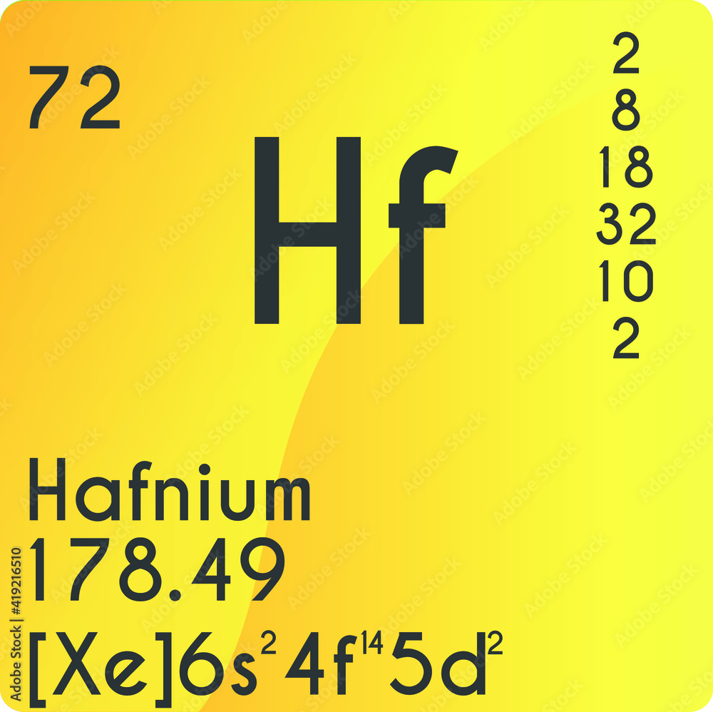 Hafnium Hf Transition metal Chemical Element vector illustration