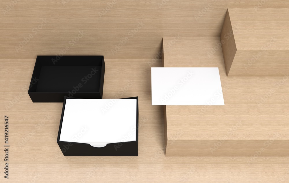 mise en situation, cartes de visites vierges sur fond bois - rendu 3D mise en situation, cartes de visites vierges sur fond bois - rendu 3D
