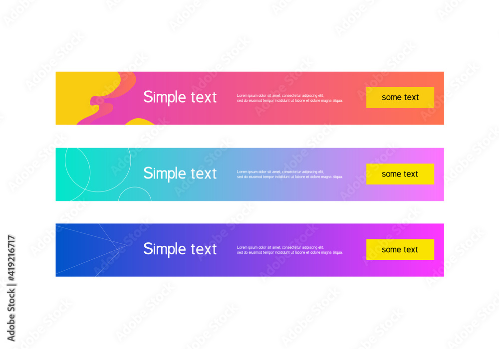 Banners for contextual advertising in search engines. Minimalistic design of horizontal advertising banners. Gradient bright colored banners. Vector banners. Banners for contextual advertising in search engines. Minimalistic design of horizontal advertising banners. Gradient bright colored banners. Vector banners.
