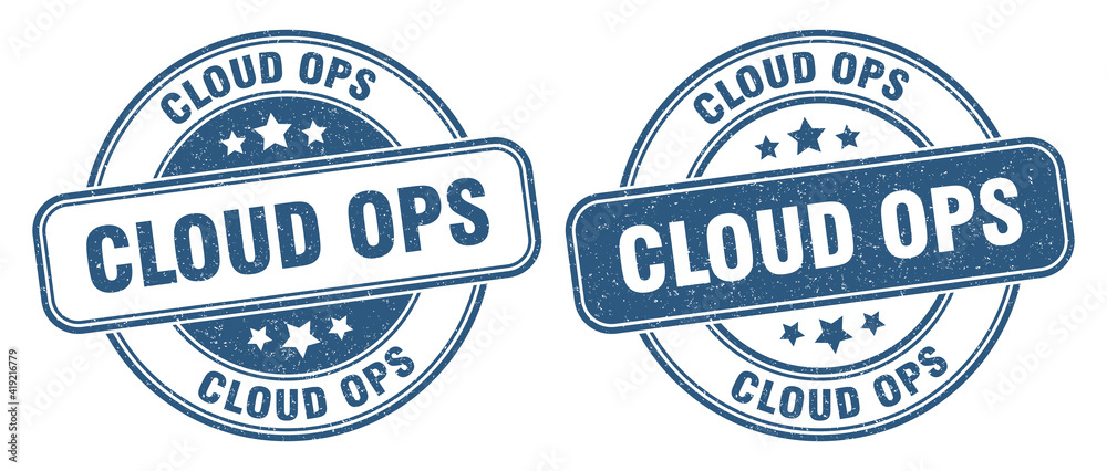 Obraz premium cloud ops stamp. cloud ops label. round grunge sign