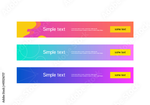 Banners for contextual advertising in search engines. Minimalistic design of horizontal advertising banners. Gradient bright colored banners. Vector banners.