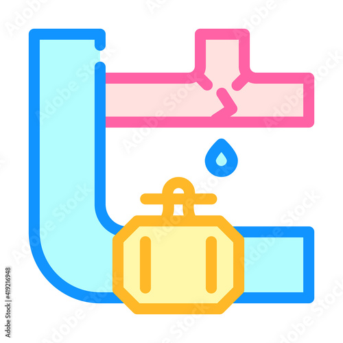 pipe repair color icon vector illustration line