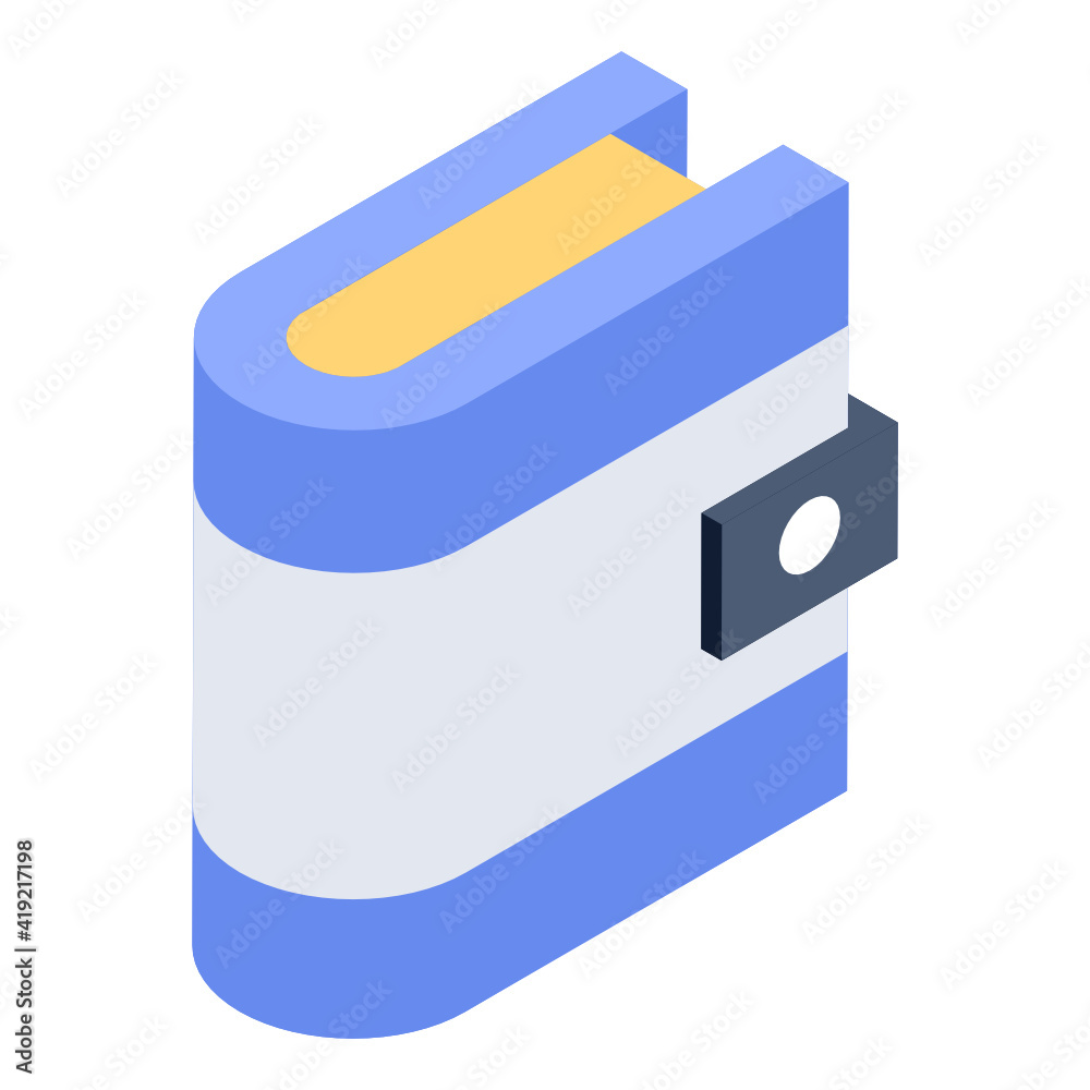 A small purse depicting wallet, isometric icon
A small purse depicting wallet, isometric icon
