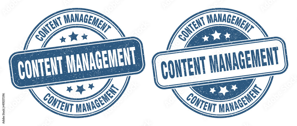 content management stamp. content management label. round grunge sign
