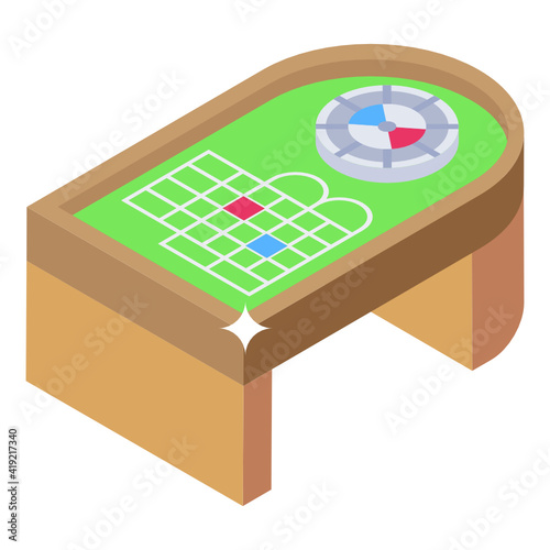 
Icon of roulette table in isometric design

