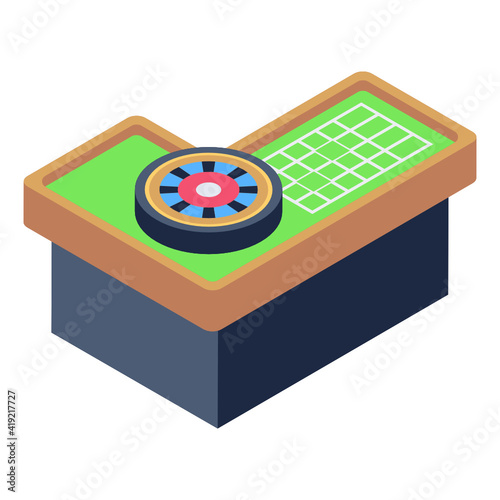 
Icon of roulette table in isometric design


