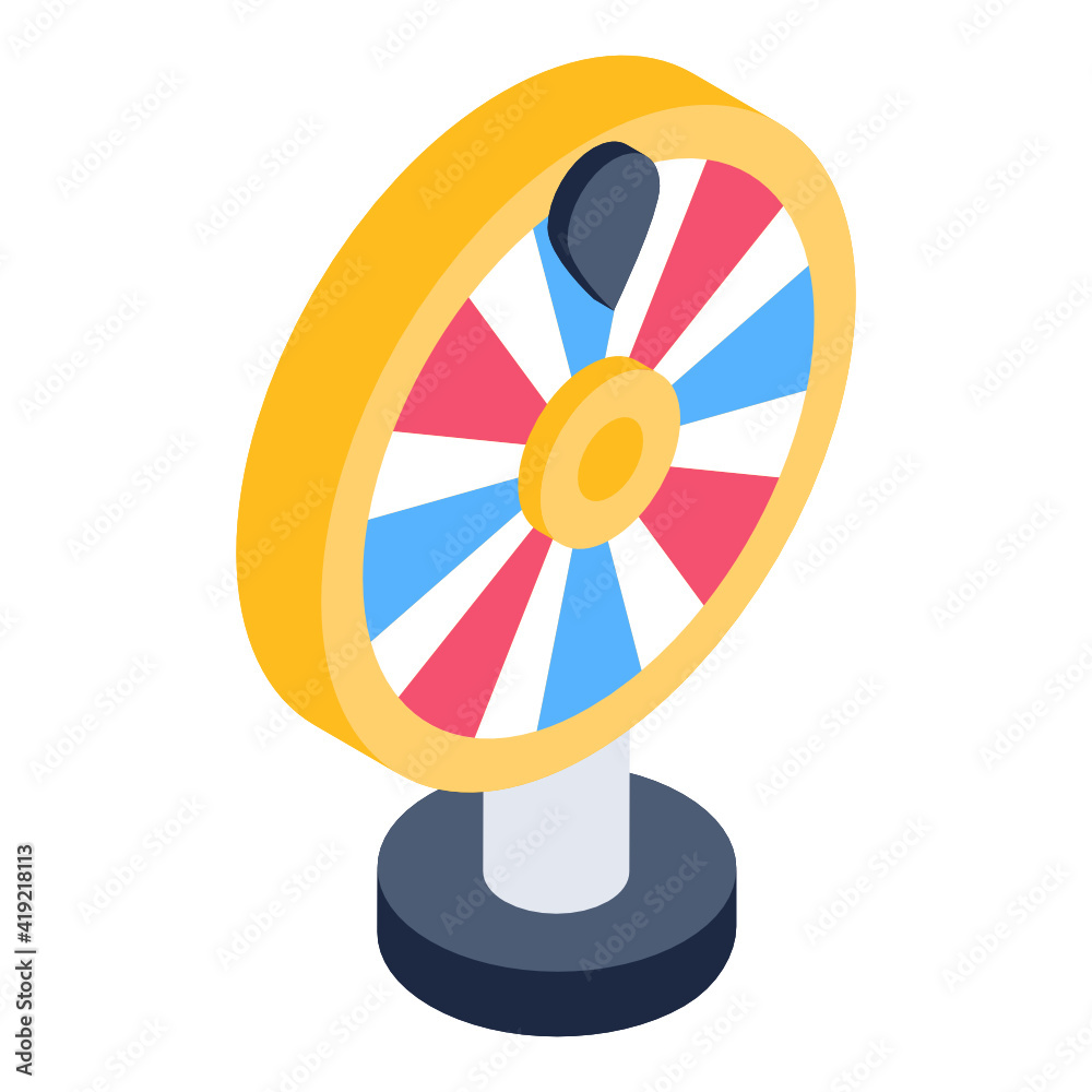 A casino roulette icon in isometric design
A casino roulette icon in isometric design
