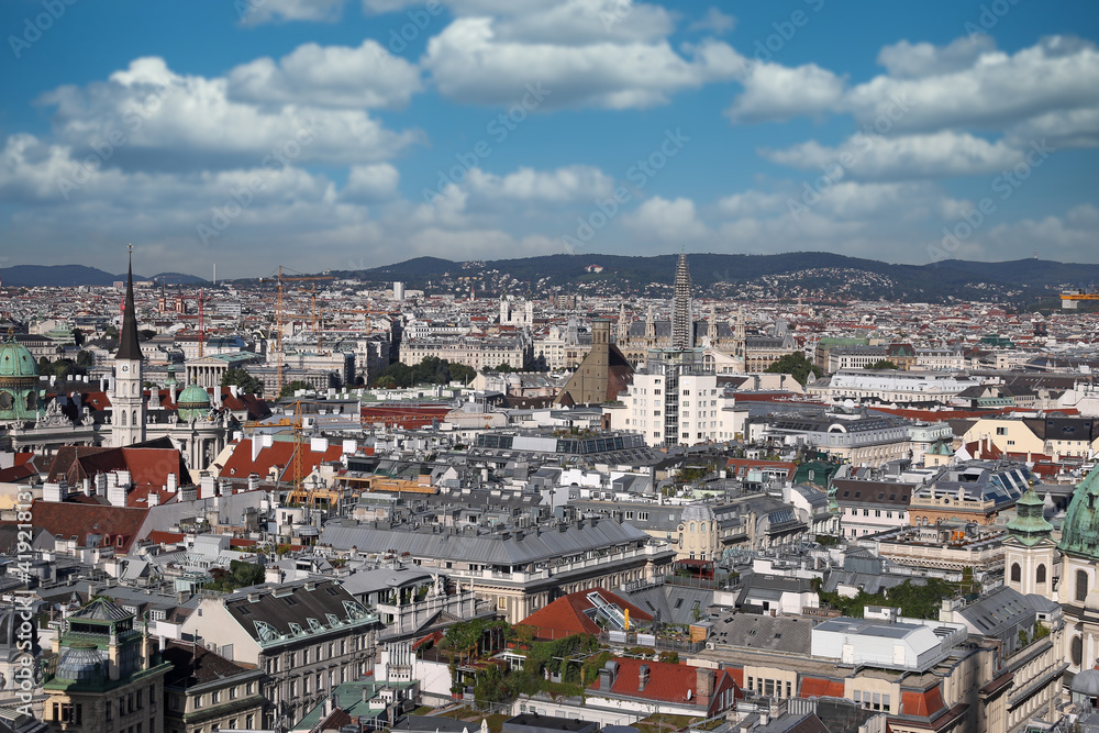 Vienna downtown cityscape with churches towers and old buildings