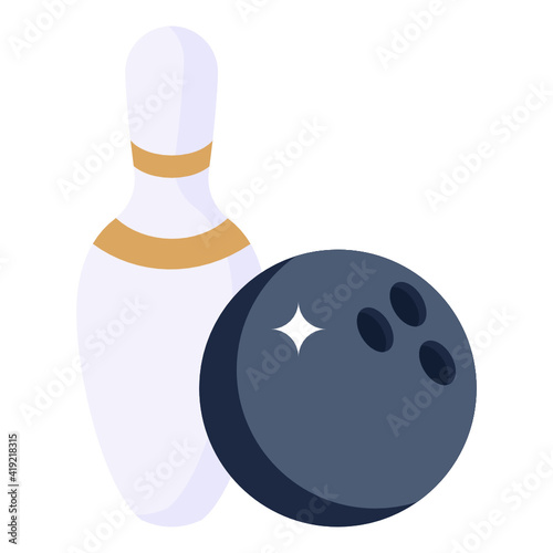 
Skittle with bowling ball denoting bowling game icon

