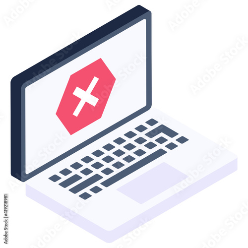 

Laptop failure isometric style icon, editable vector 



