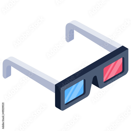 
3d glasses in the isometric style icon 

