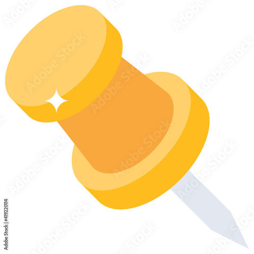 
Thumb pin in isometric style icon, thumbtack

