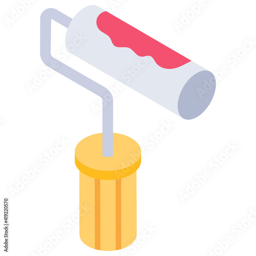 
Painting roller isometric style icon, editable vector 

