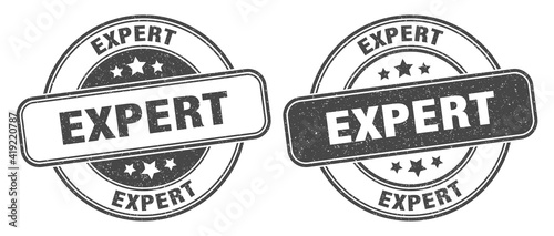 expert stamp. expert label. round grunge sign