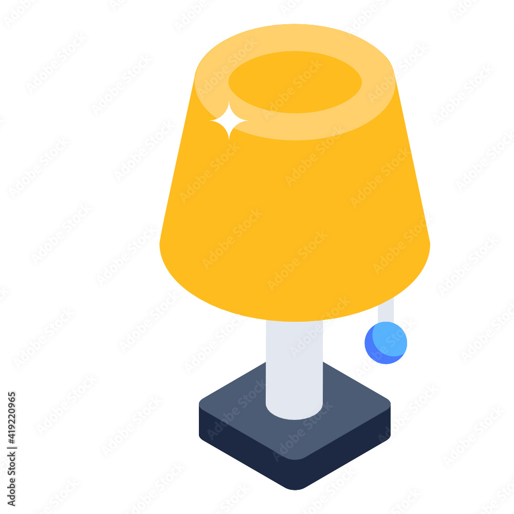 Obraz premium Bedroom night table lamp, isometric icon of bedside lamp