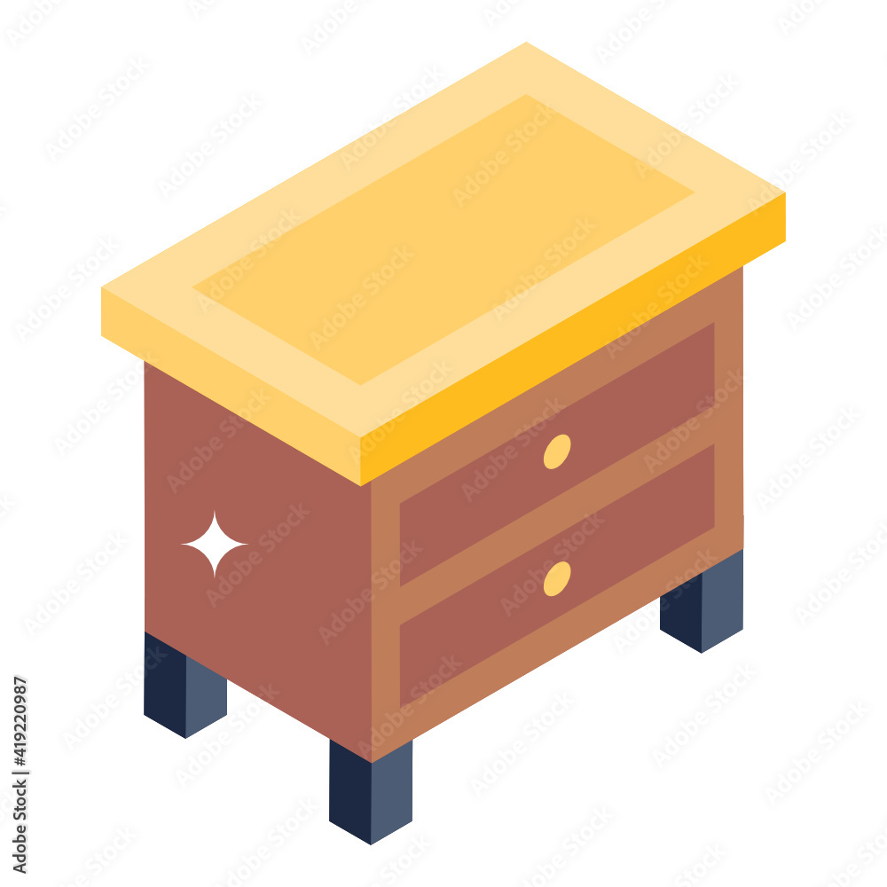 Editable isometric design of drawer table icon
Editable isometric design of drawer table icon