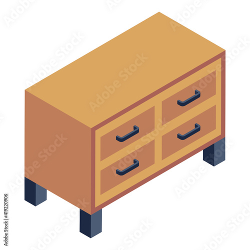 
Editable isometric design of drawer table icon

