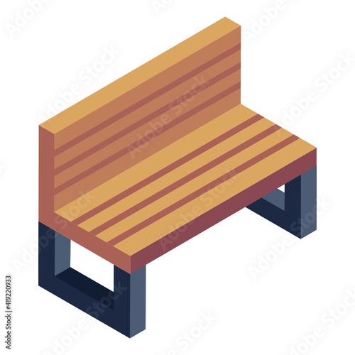 
Trendy icon of garden bench, isometric vector 

